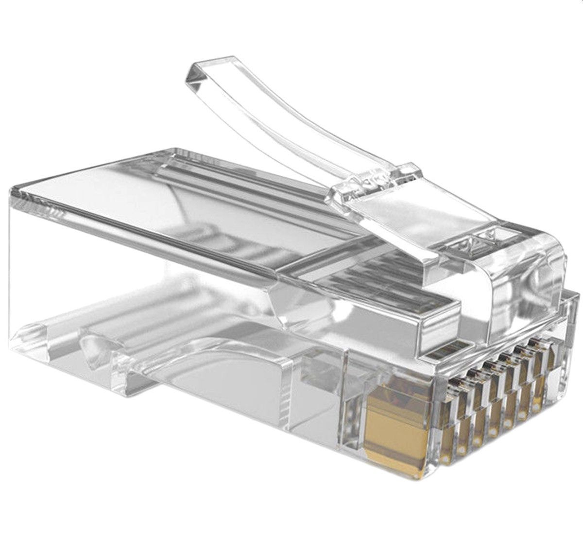 Set 100 mufe RJ45 8P8C, pini placati aur, transparente - imagine 3
